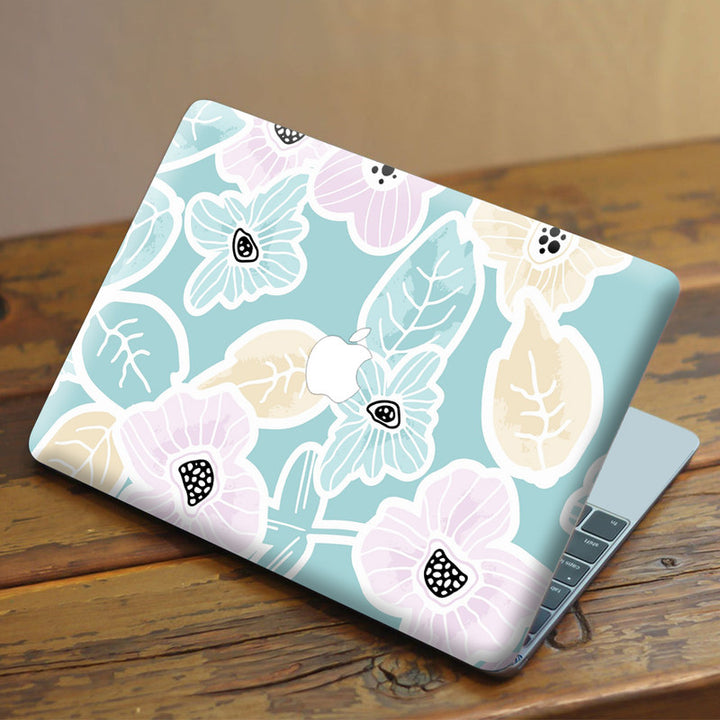 Laptop Skin for Apple MacBook - Floral on Light Green - SkinsLegend