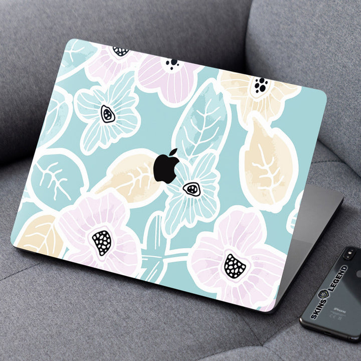 Laptop Skin for Apple MacBook - Floral on Light Green - SkinsLegend