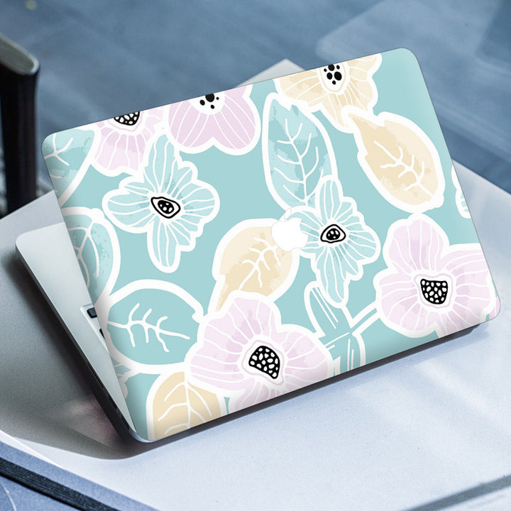 Laptop Skin for Apple MacBook - Floral on Light Green - SkinsLegend