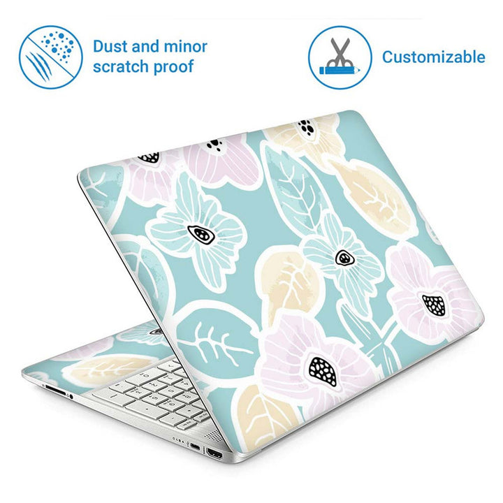 Full Panel Laptop Skin - Floral on Light Green