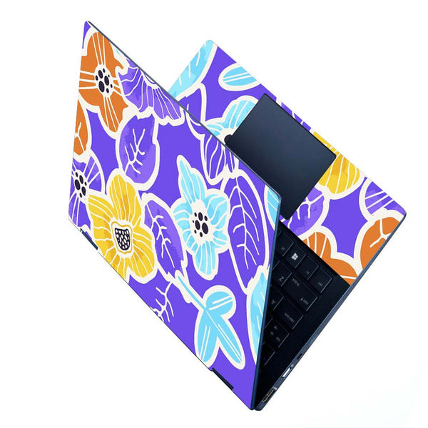 Full Panel Laptop Skin - Floral on Purple