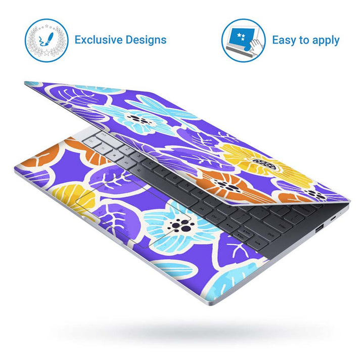 Full Panel Laptop Skin - Floral on Purple