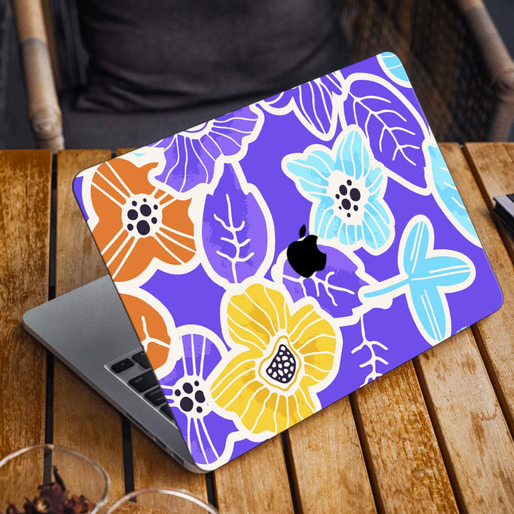 Laptop Skin for Apple MacBook - Floral on Purple - SkinsLegend