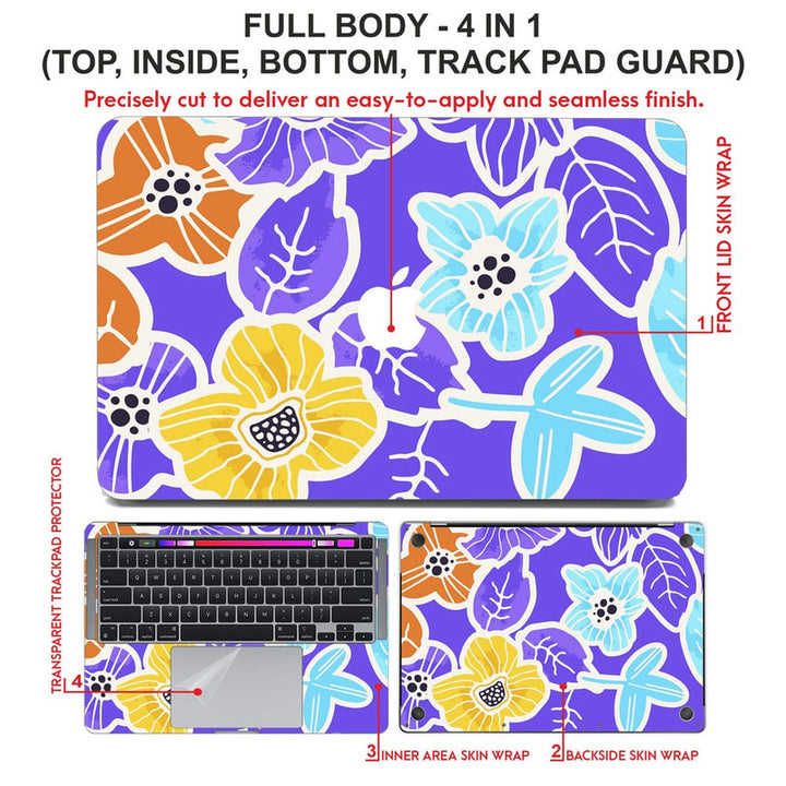 Laptop Skin for Apple MacBook - Floral on Purple - SkinsLegend