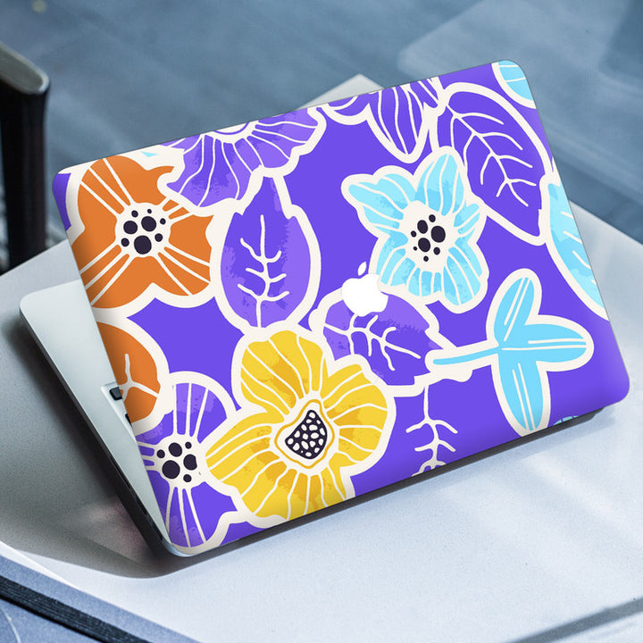 Laptop Skin for Apple MacBook - Floral on Purple - SkinsLegend