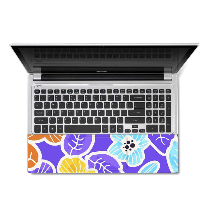 Full Panel Laptop Skin - Floral on Purple