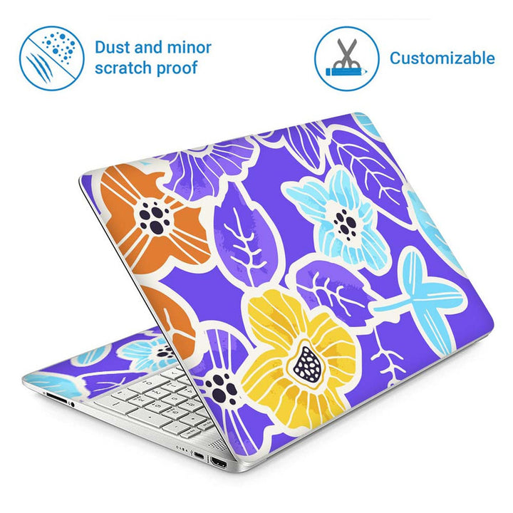 Full Panel Laptop Skin - Floral on Purple