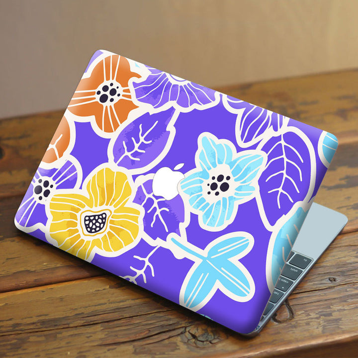 Laptop Skin for Apple MacBook - Floral on Purple - SkinsLegend