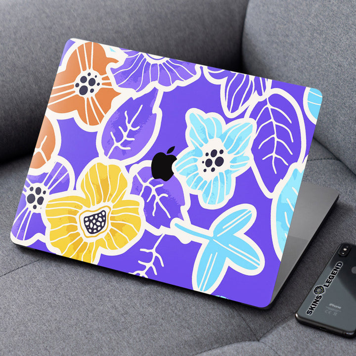 Laptop Skin for Apple MacBook - Floral on Purple - SkinsLegend