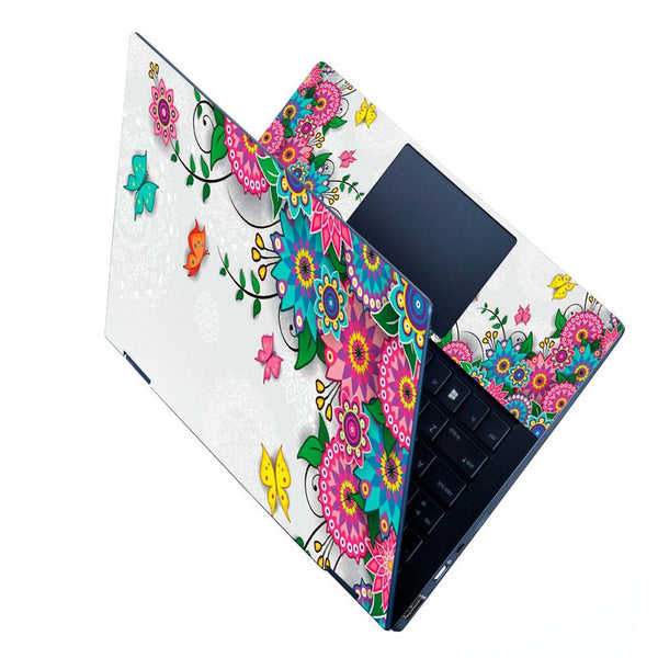 Full Panel Laptop Skin - Flowers Artistic Butterfly