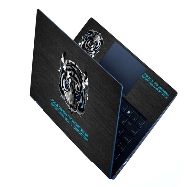 Full Panel Laptop Skin - Focus on Care Tiger