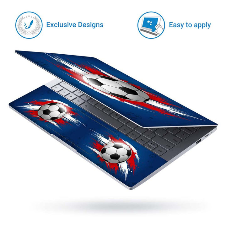 Full Panel Laptop Skin - Football on Blue