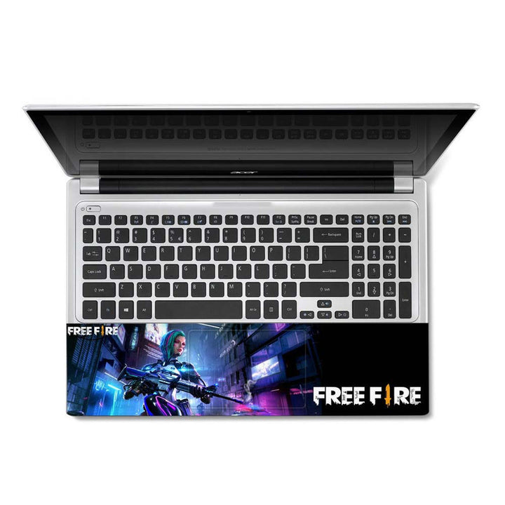 Full Panel Laptop Skin - Free Fire Girl With Gun