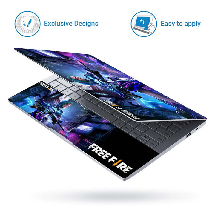 Full Panel Laptop Skin - Free Fire Girl With Gun