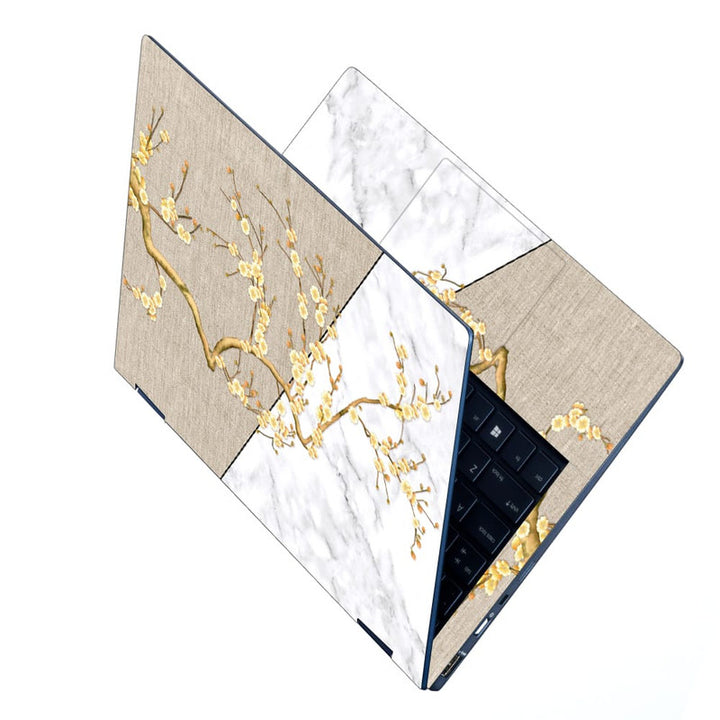 Laptop Skin - Golden Stem On White Marble