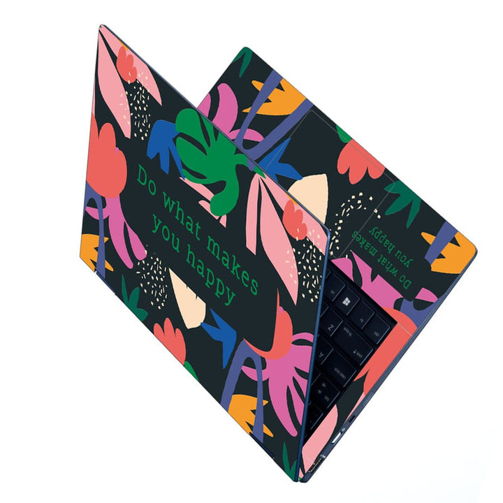 Laptop Skin - Makes U Happy Colourful Floral