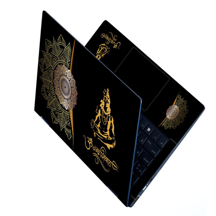 Laptop Skin - Om Namah Shivay Golden Mandla Art