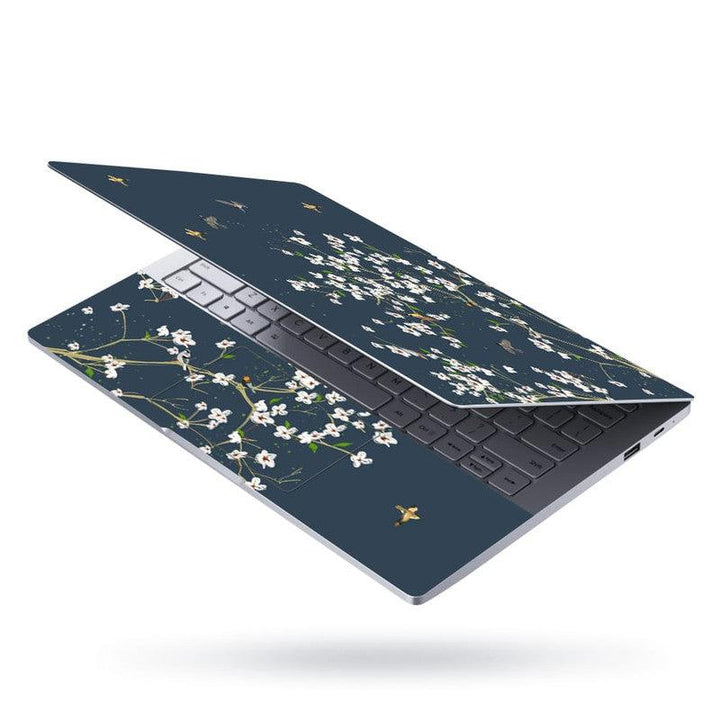 Laptop Skin - Birds White Floral Blossom