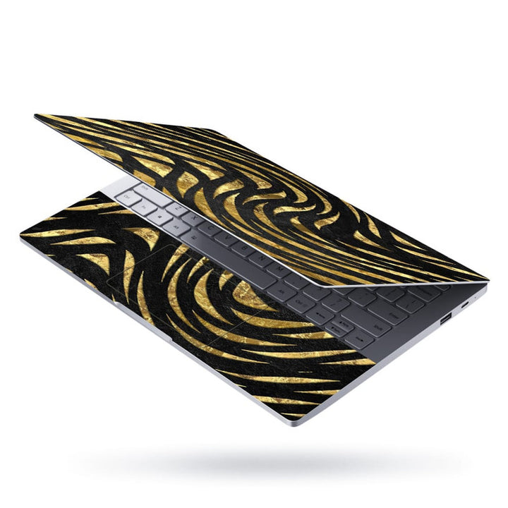 Laptop Skin - Black Highlighter Waves On Golden