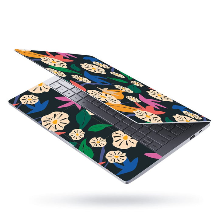 Laptop Skin - Colourful Floral On Black