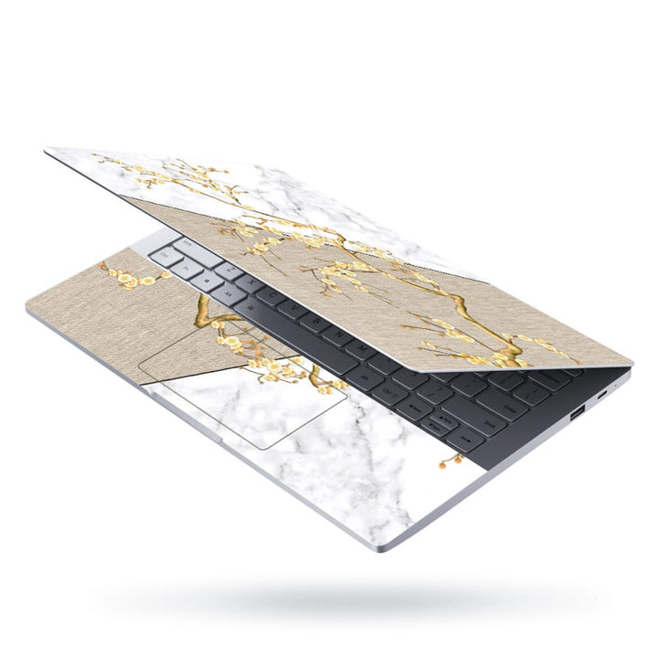 Laptop Skin - Golden Stem On White Marble