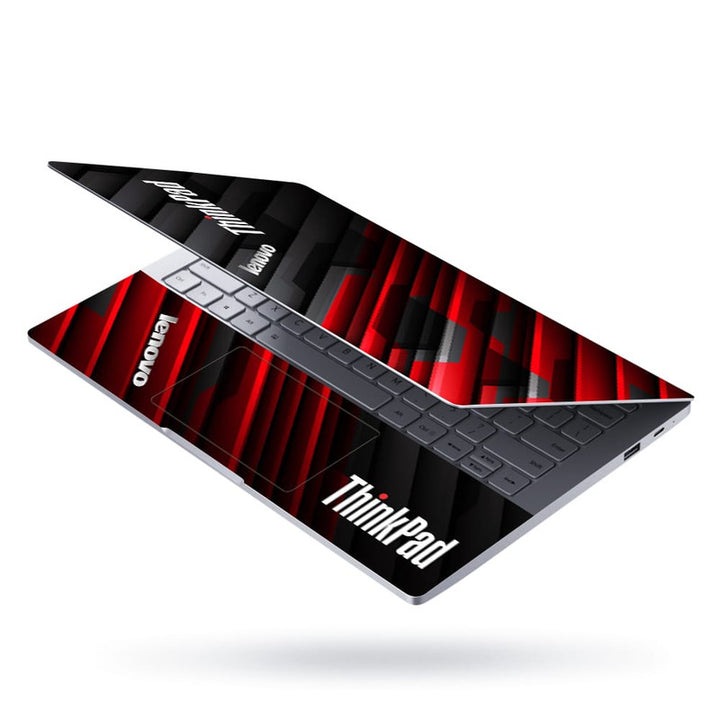 Laptop Skin - Lenovo Think Pad Black Red Stripes