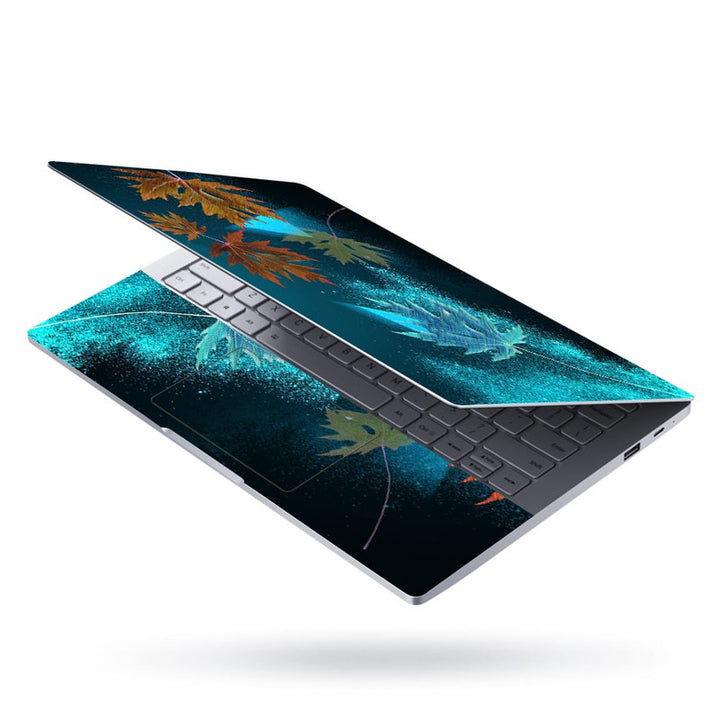 Laptop Skin - Metallic Blue Brown Floral