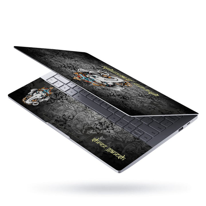 Laptop Skin - Shree Ganesh Black Floral