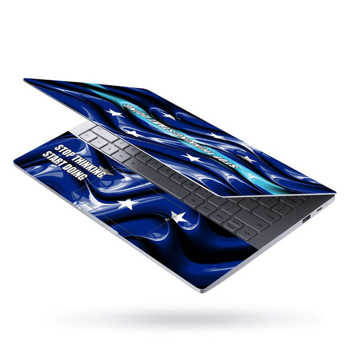 Laptop Skin - Stop Thinking Blue Embossed Flag