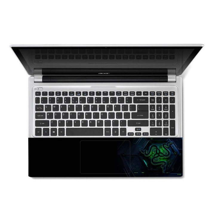 Full Panel Laptop Skin - Gamer Green Black Abstract