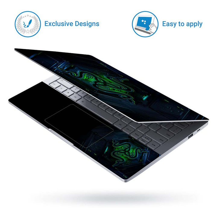 Full Panel Laptop Skin - Gamer Green Black Abstract