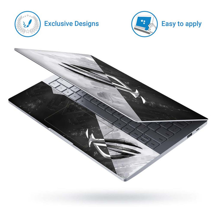 Full Panel Laptop Skin - Gamers Black and White