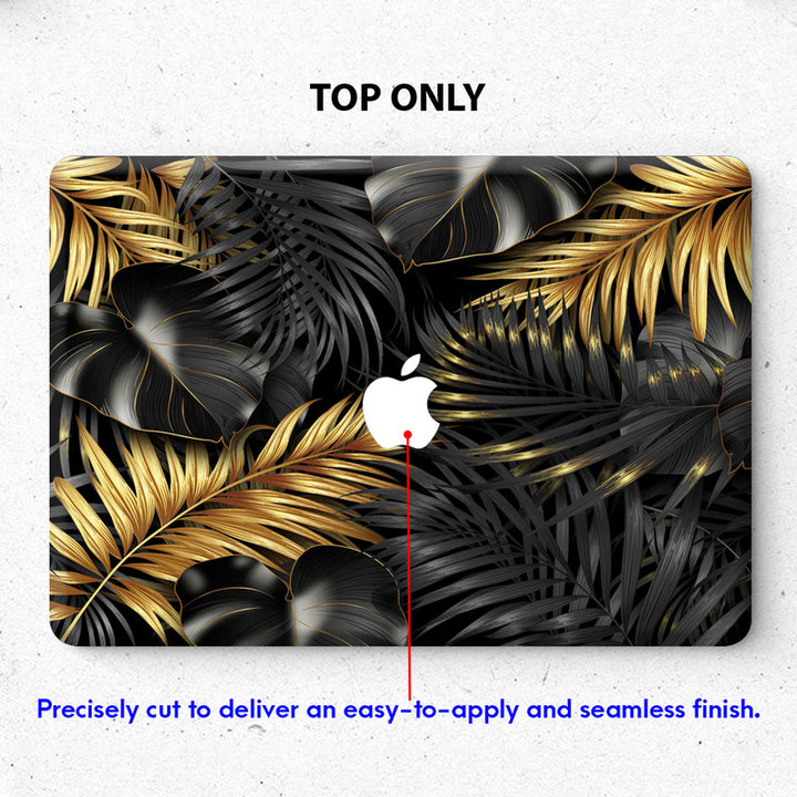 Laptop Skin for Apple MacBook - Golden Black Leaves - SkinsLegend