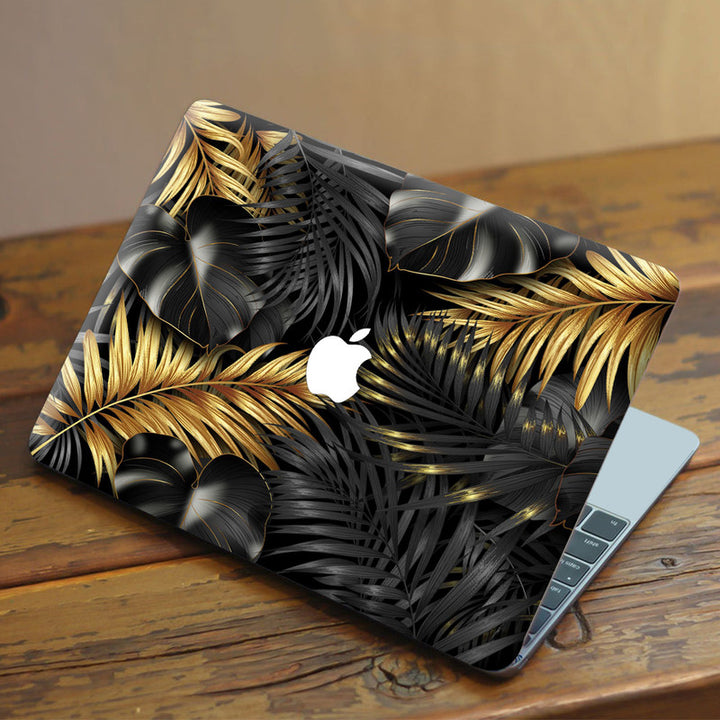 Laptop Skin for Apple MacBook - Golden Black Leaves - SkinsLegend