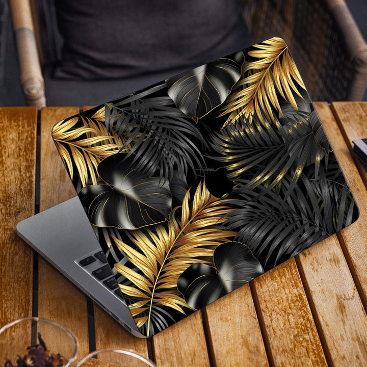 Laptop Skin for Apple MacBook - Golden Black Leaves - SkinsLegend