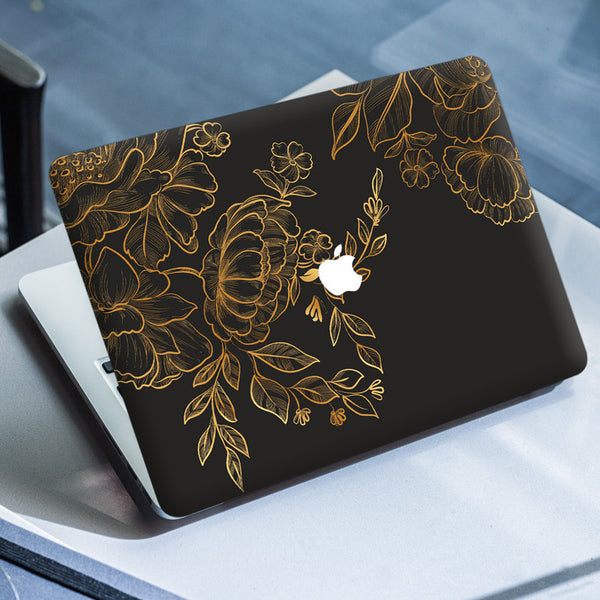 Laptop Skin for Apple MacBook - Golden Floral Art - SkinsLegend