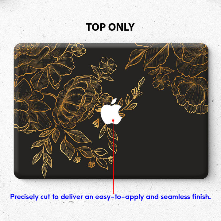 Laptop Skin for Apple MacBook - Golden Floral Art - SkinsLegend