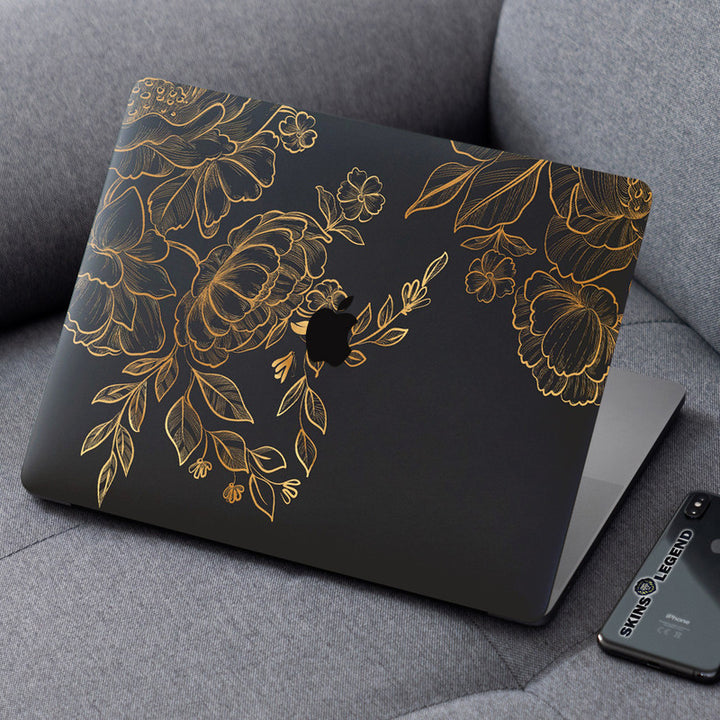 Laptop Skin for Apple MacBook - Golden Floral Art - SkinsLegend