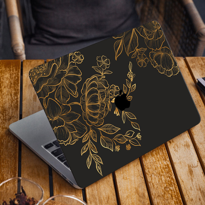 Laptop Skin for Apple MacBook - Golden Floral Art - SkinsLegend