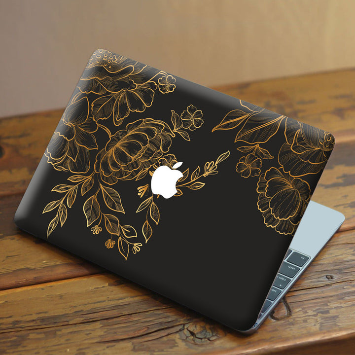 Laptop Skin for Apple MacBook - Golden Floral Art - SkinsLegend