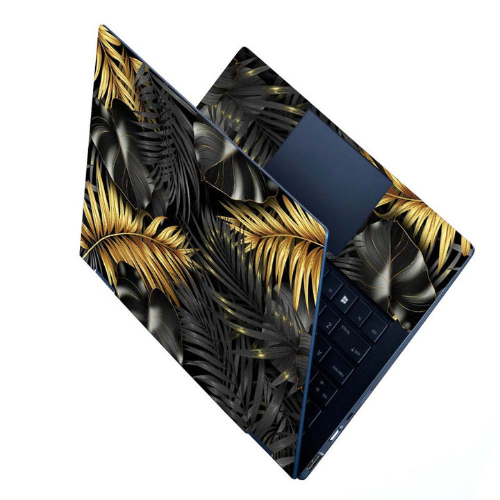 Full Panel Laptop Skin - Golden Grey Botanical Art