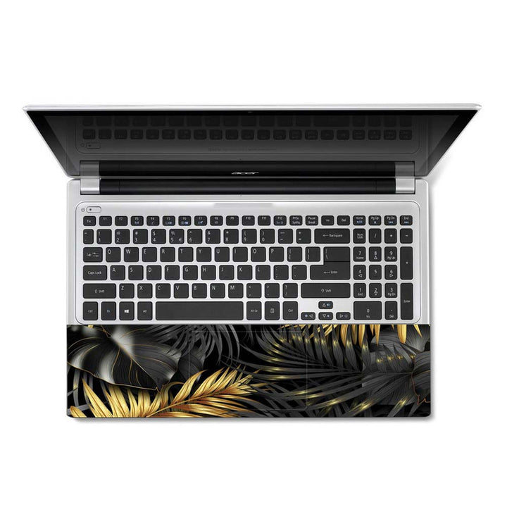 Full Panel Laptop Skin - Golden Grey Botanical Art