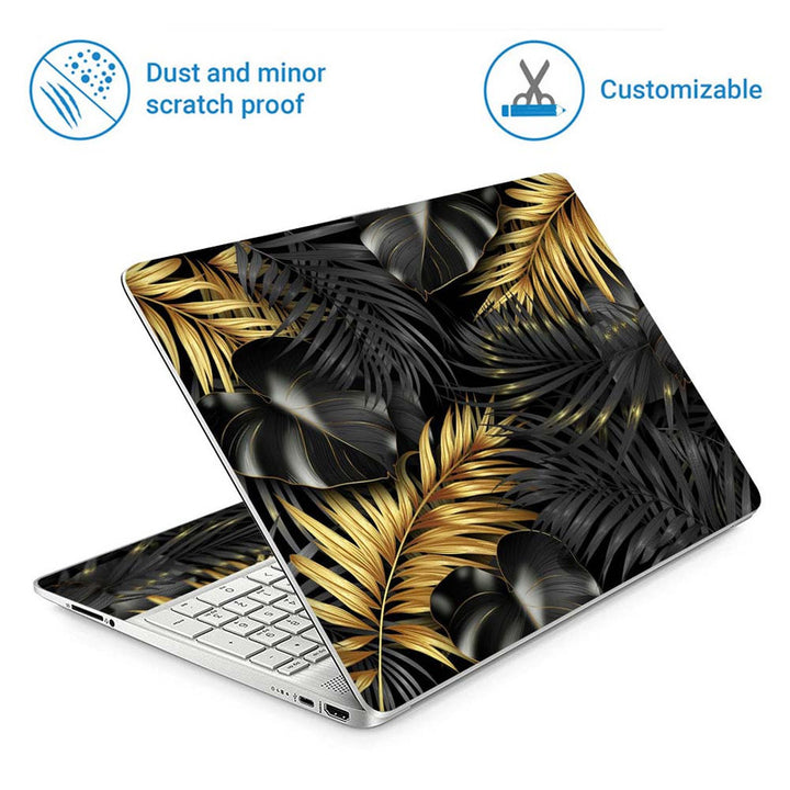 Full Panel Laptop Skin - Golden Grey Botanical Art