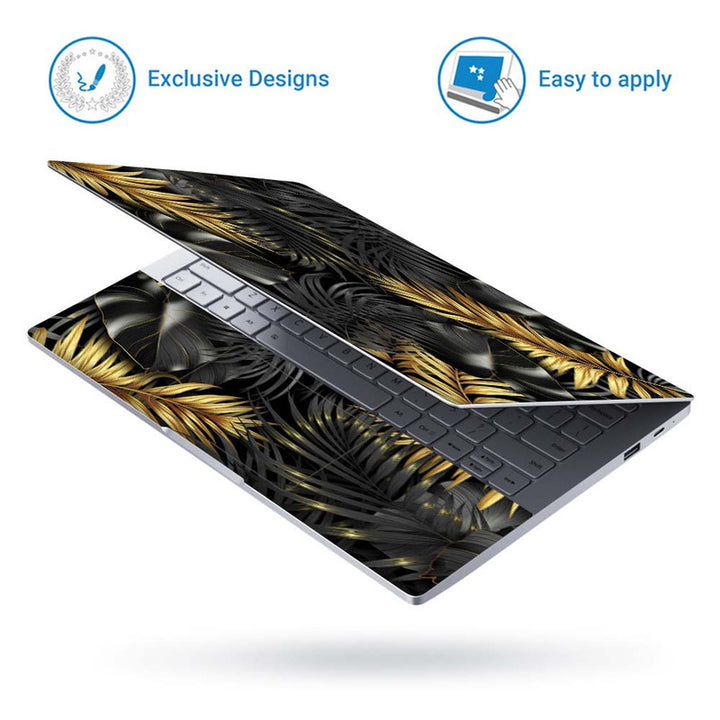 Full Panel Laptop Skin - Golden Grey Botanical Art