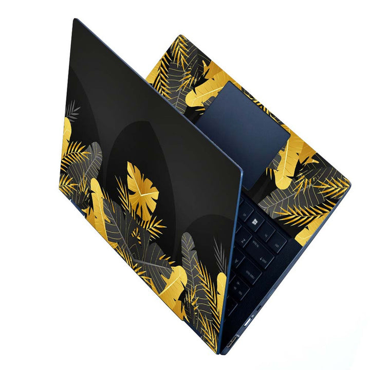 Full Panel Laptop Skin - Golden Grey Leaves