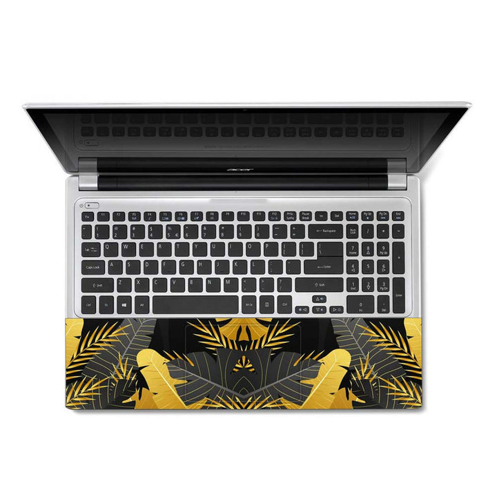 Full Panel Laptop Skin - Golden Grey Leaves