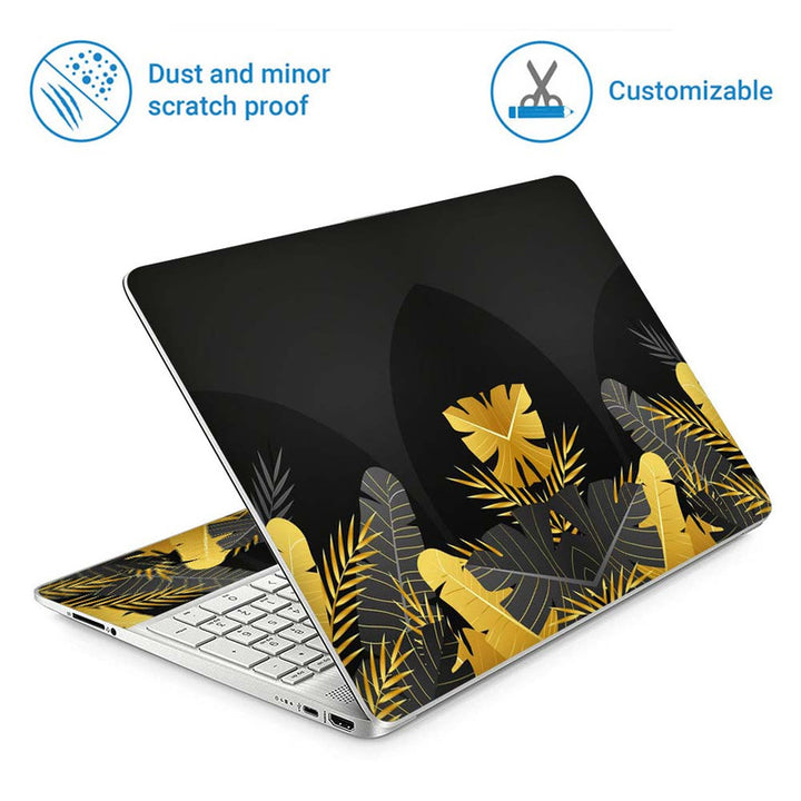 Full Panel Laptop Skin - Golden Grey Leaves