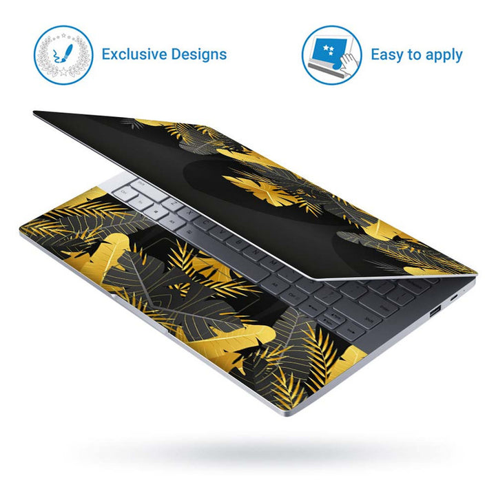 Full Panel Laptop Skin - Golden Grey Leaves