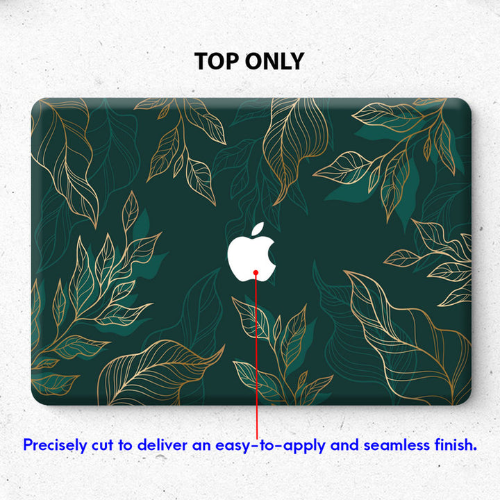 Laptop Skin for Apple MacBook - Golden Leaf on Green - SkinsLegend