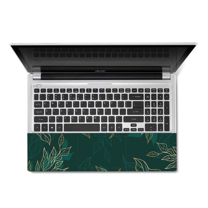 Full Panel Laptop Skin - Golden Leaf on Green